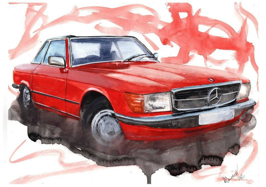 Painting of a Mercedes SL Limited Print ArtbyMyleslaurence