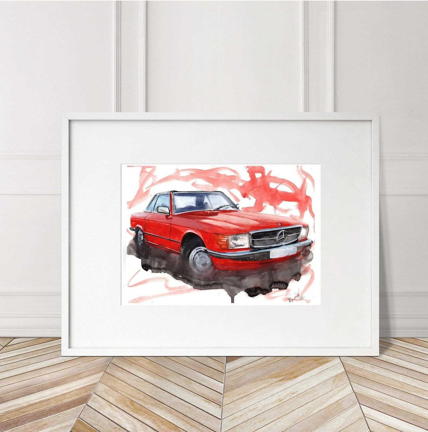 Painting of a Mercedes SL Limited Print ArtbyMyleslaurence