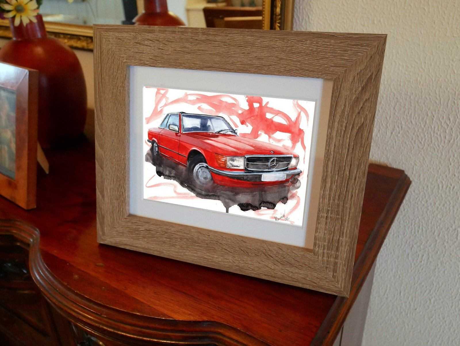 Painting of a Mercedes SL Limited Print ArtbyMyleslaurence