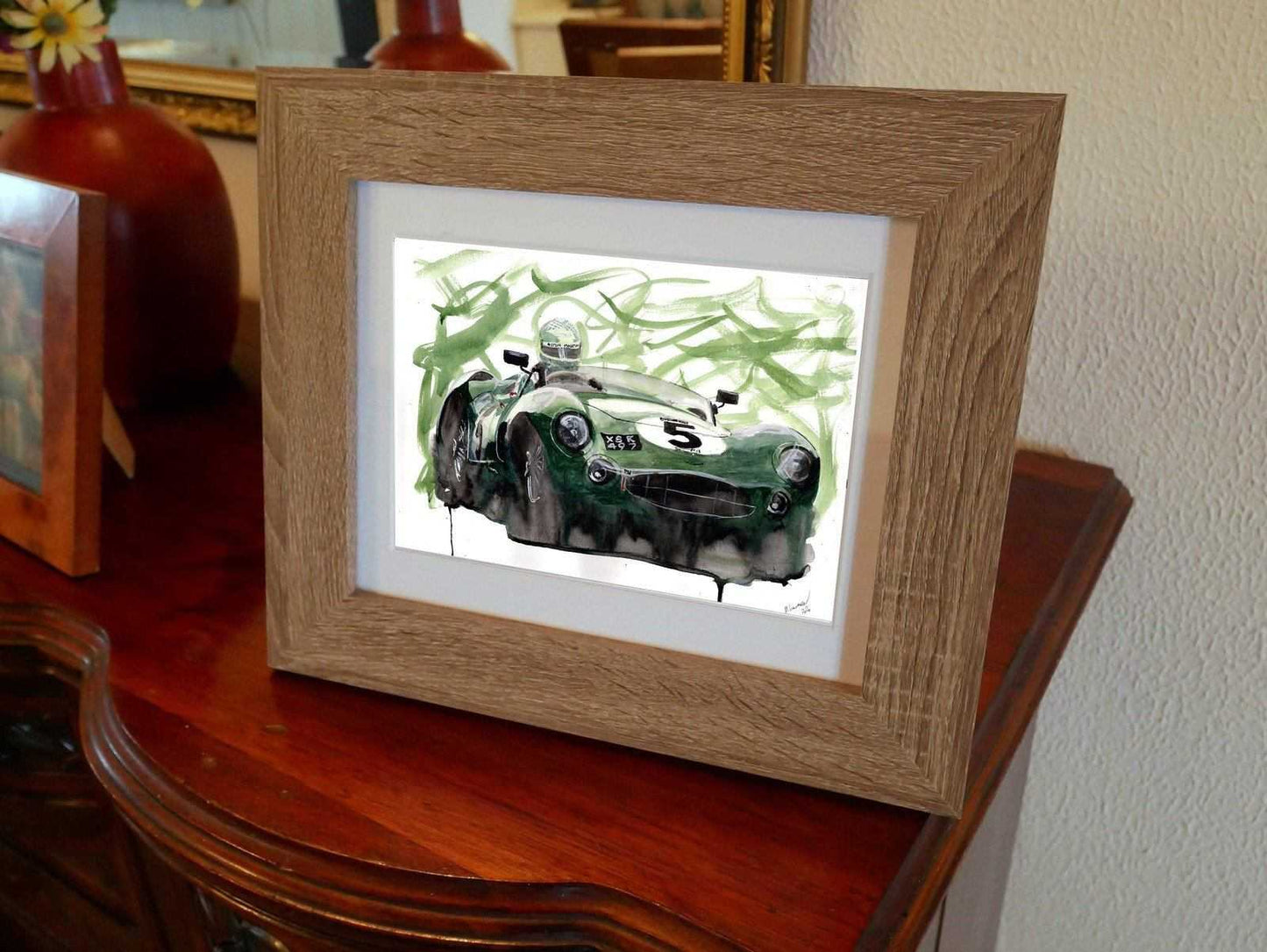 Painting of an Aston Martin DBR1 Limited Print Ford versus Ferrari Le Mans ArtbyMyleslaurence