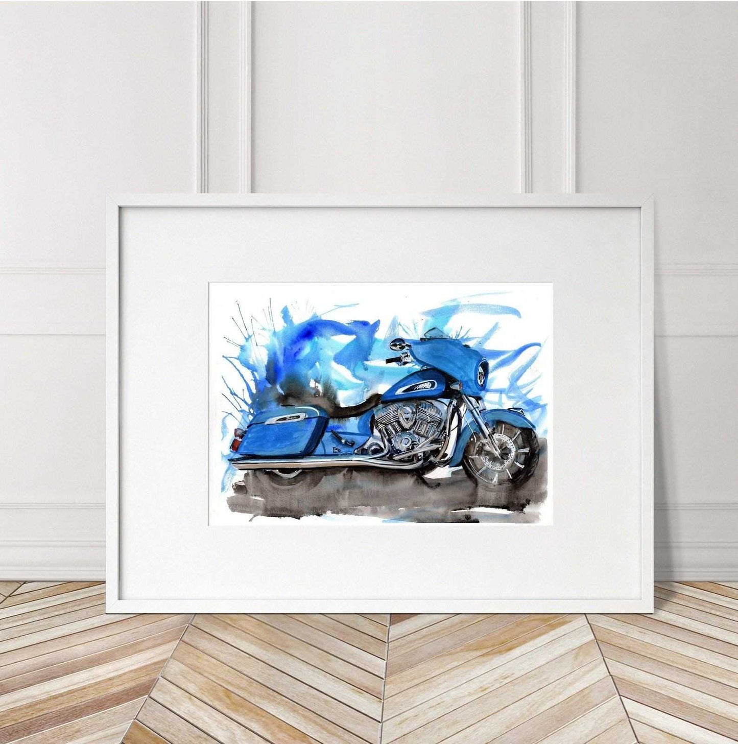 Painting of an Indian Chieftain Motorcycle Limited Print ArtbyMyleslaurence