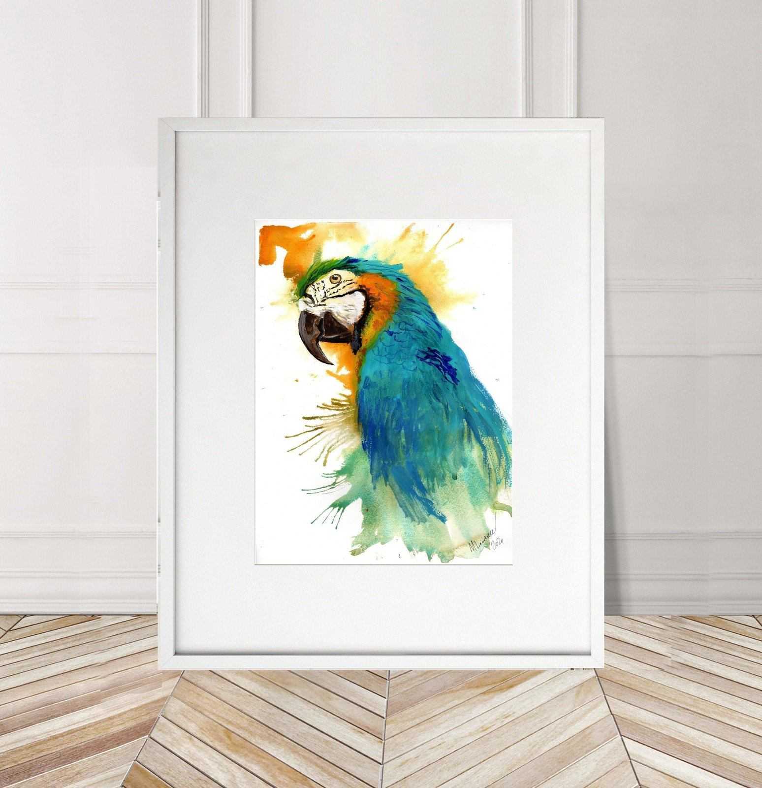 Parrot Macaw painting Numbered limited edition Giclee Print of a Watercolour Painting ArtbyMyleslaurence