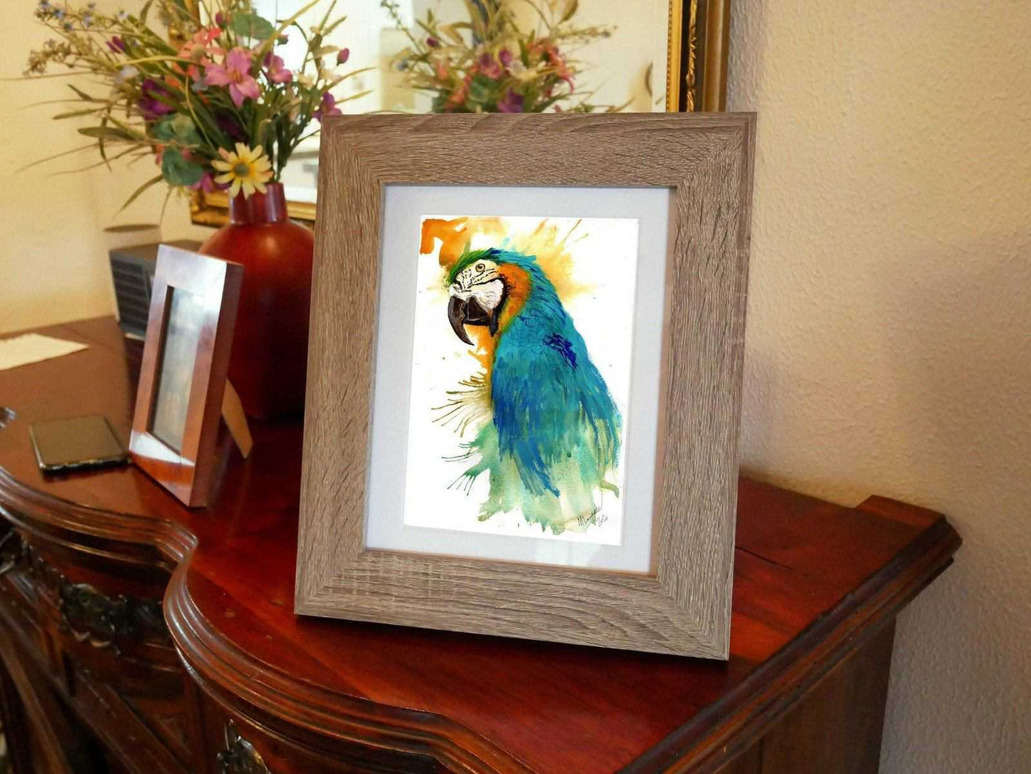 Parrot Macaw painting Numbered limited edition Giclee Print of a Watercolour Painting ArtbyMyleslaurence