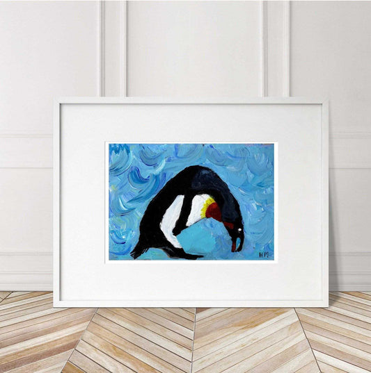 Penguin painting done by young artist Holly Mansfield Numbered limited edition Giclee on Archival Matte paper ArtbyMyleslaurence