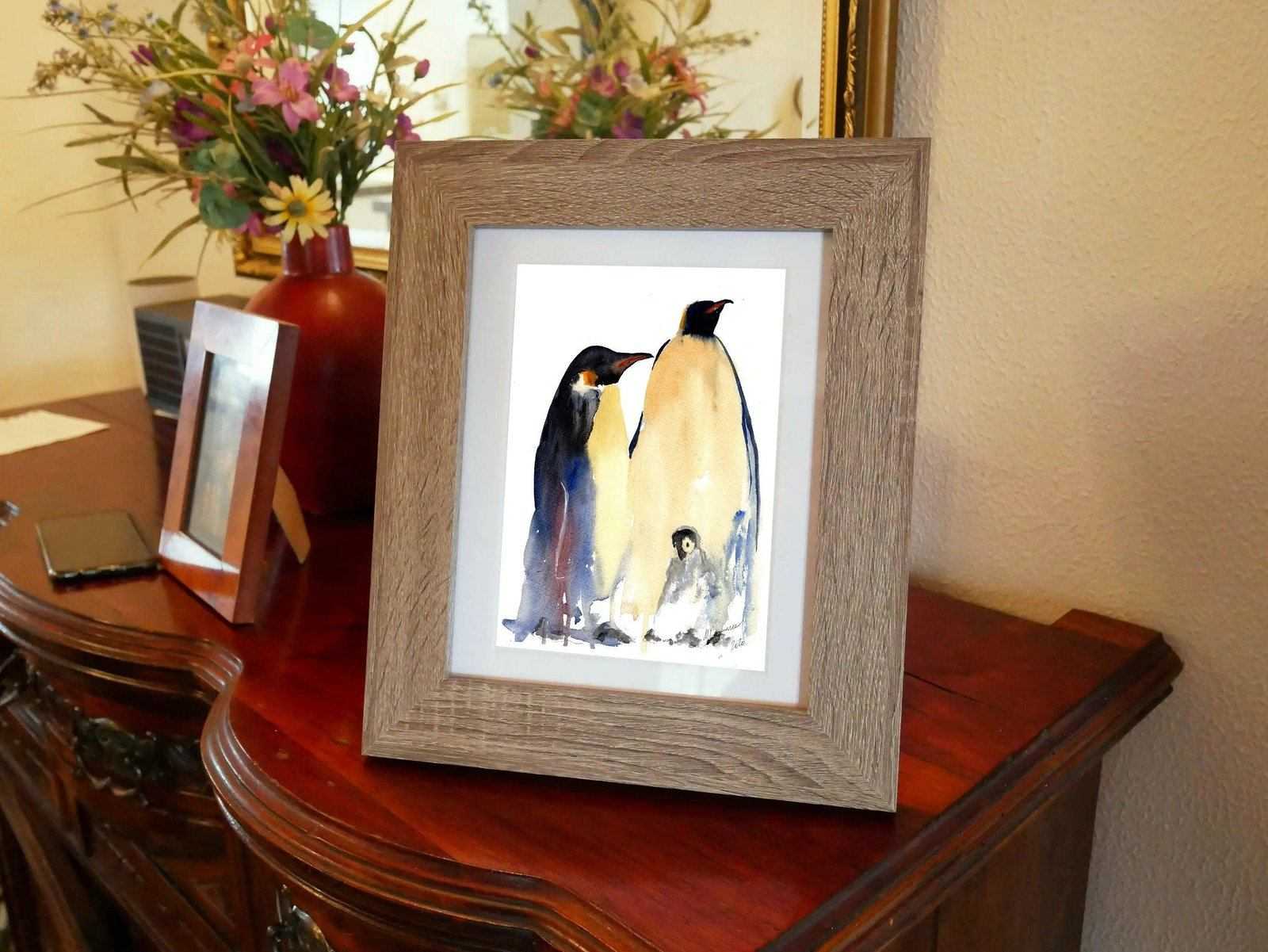 Penguins Painting Numbered limited edition Giclee Print of a watercolour Painting ArtbyMyleslaurence