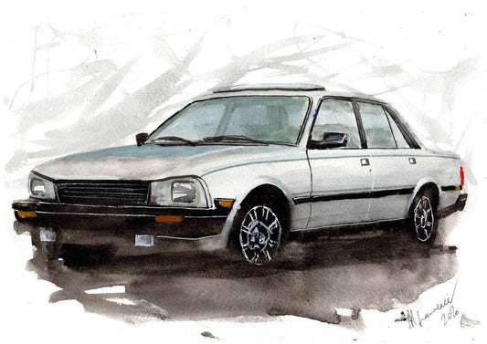 Peugeot 505 gti Print Watercolour Painting Classic Car Limited Print ArtbyMyleslaurence