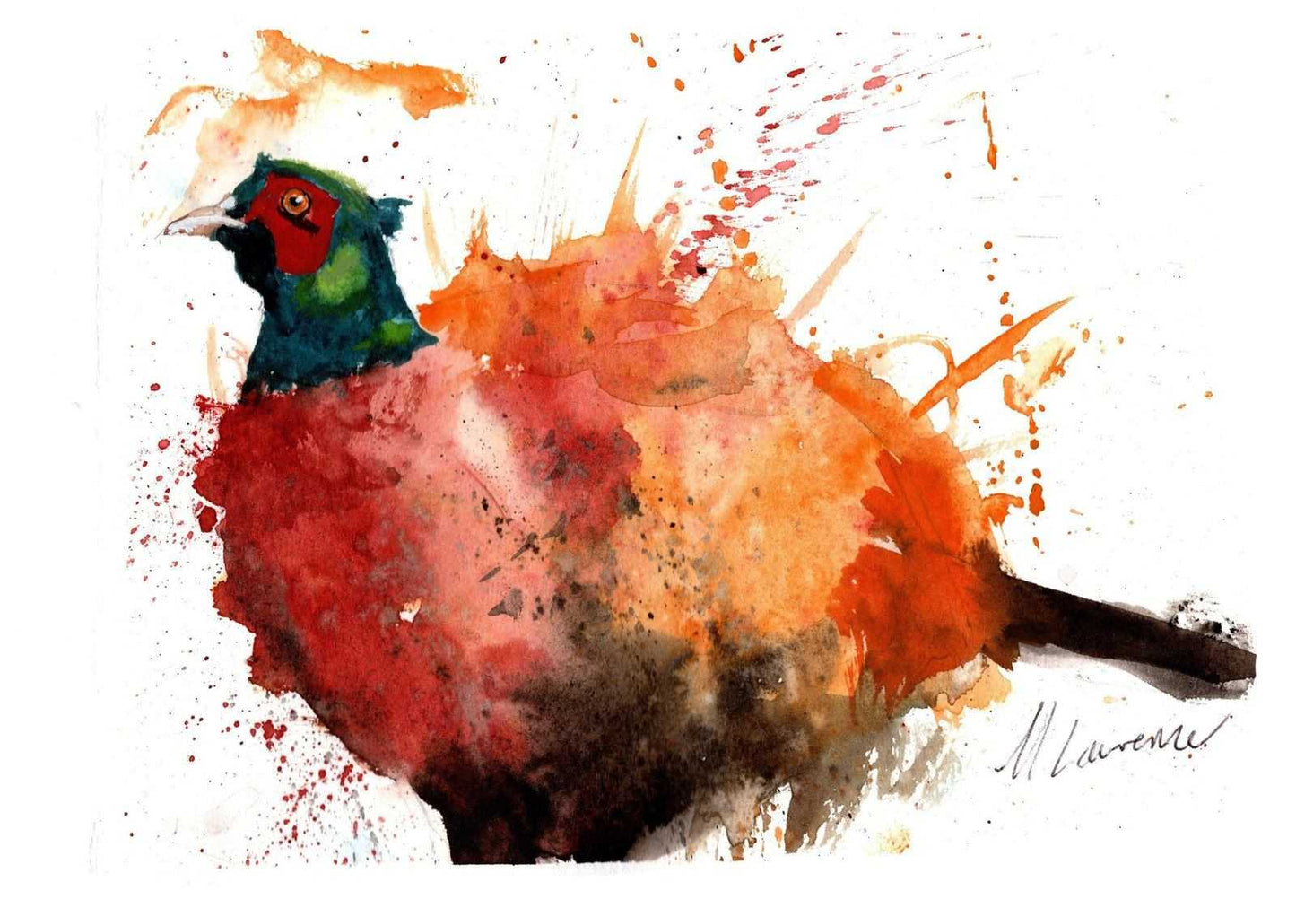 Pheasant Painting Numbered limited edition Giclee Print of a Watercolour Painting ArtbyMyleslaurence