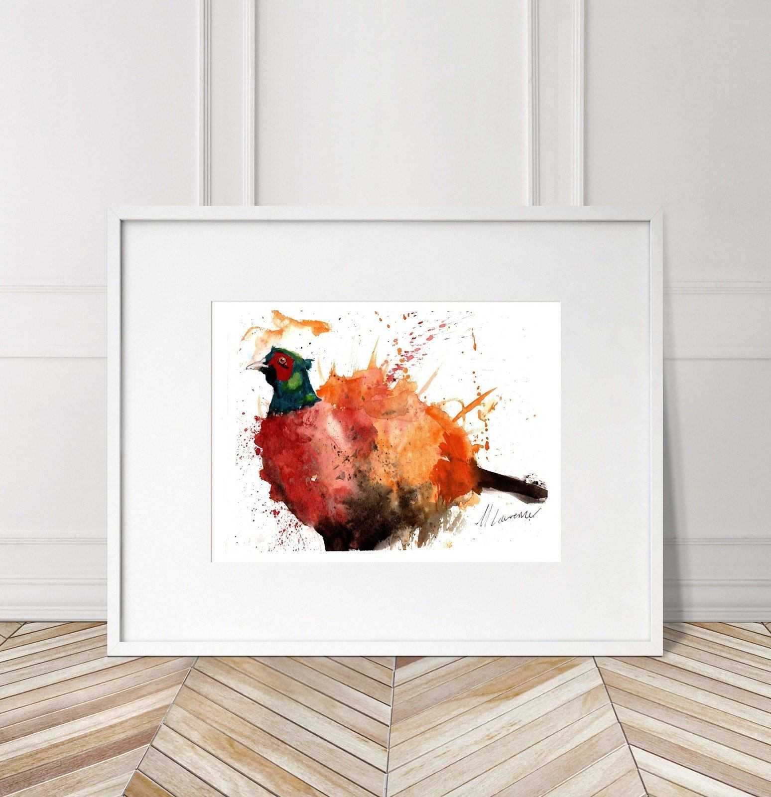 Pheasant Painting Numbered limited edition Giclee Print of a Watercolour Painting ArtbyMyleslaurence