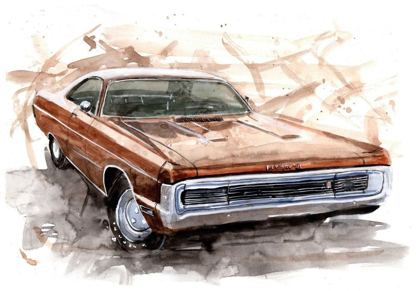 Plymouth Fury Print Watercolour Painting Car Limited Print ArtbyMyleslaurence