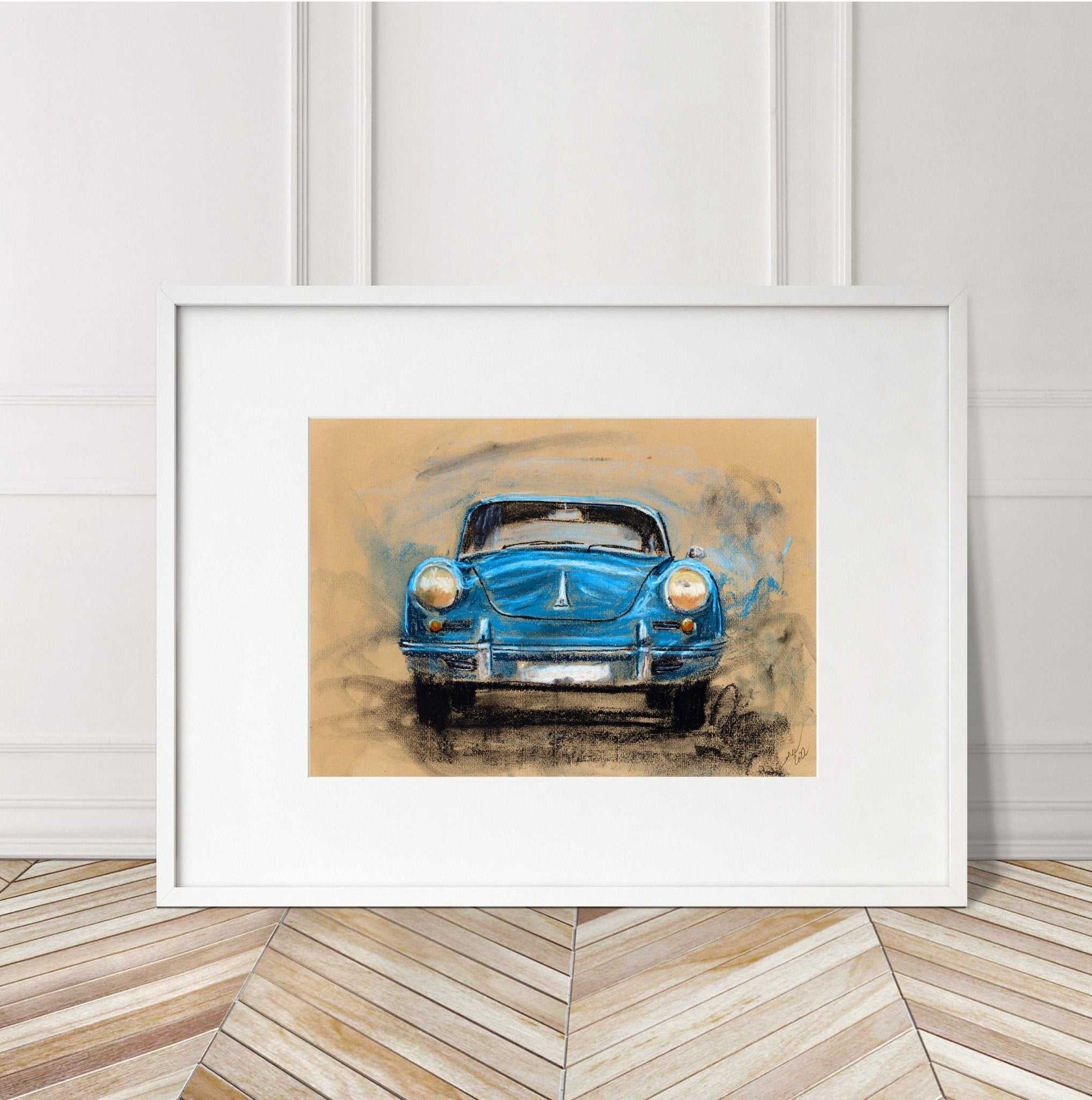 Porsche 356 Pastel Painting Classic Sports Car Limited Print ArtbyMyleslaurence