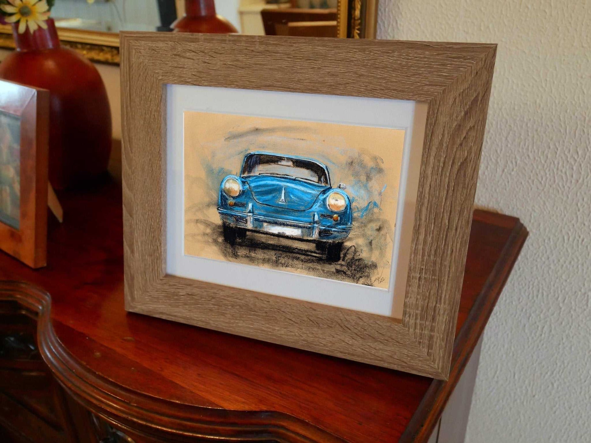 Porsche 356 Pastel Painting Classic Sports Car Limited Print ArtbyMyleslaurence