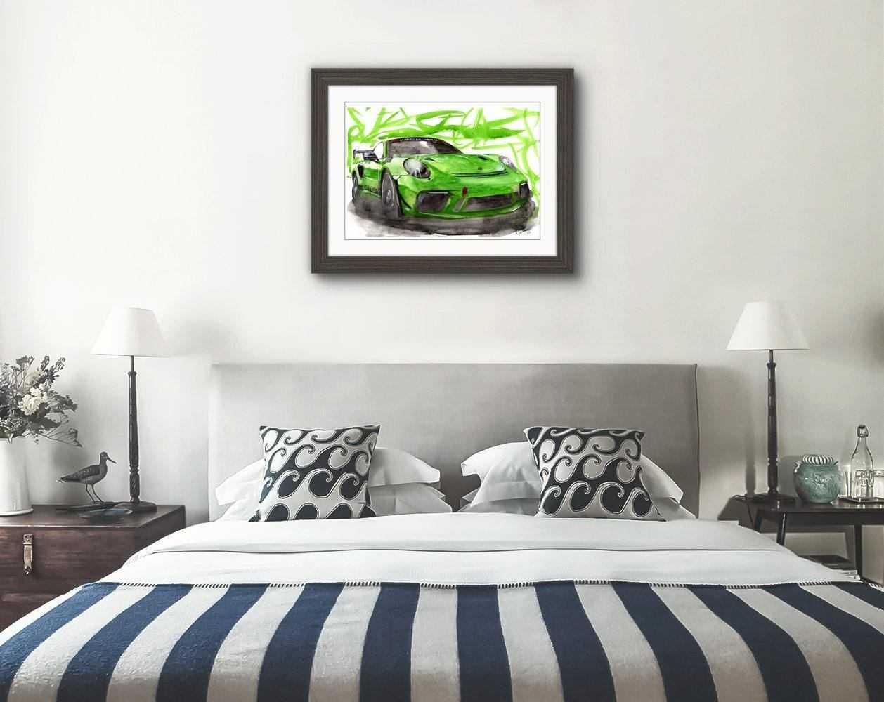 Porsche 911 GT3R Print Watercolour Painting Limited Print ArtbyMyleslaurence