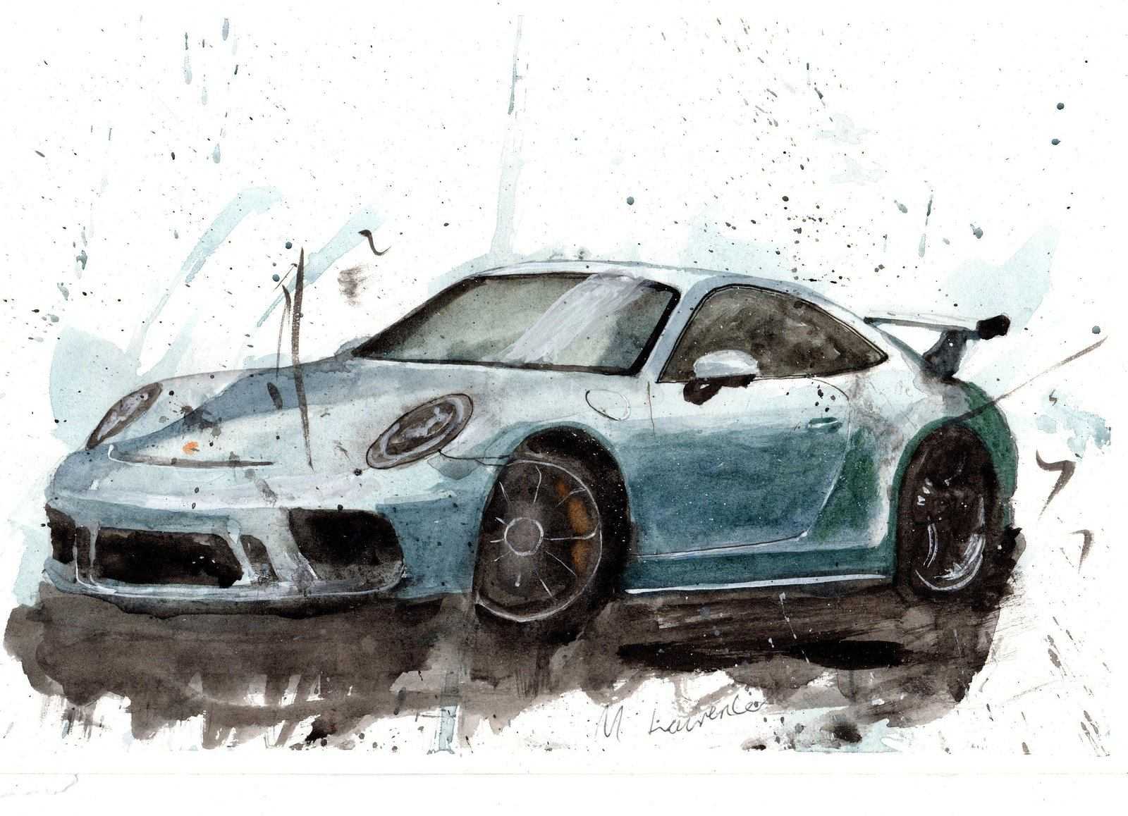 Porsche 911 Print Watercolour Painting Limited Print ArtbyMyleslaurence