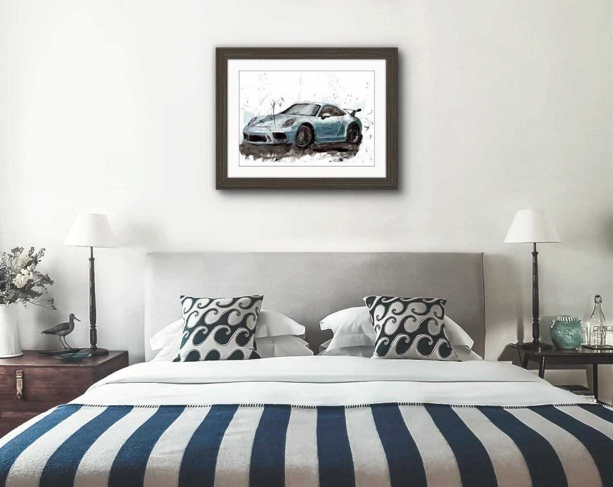 Porsche 911 Print Watercolour Painting Limited Print ArtbyMyleslaurence