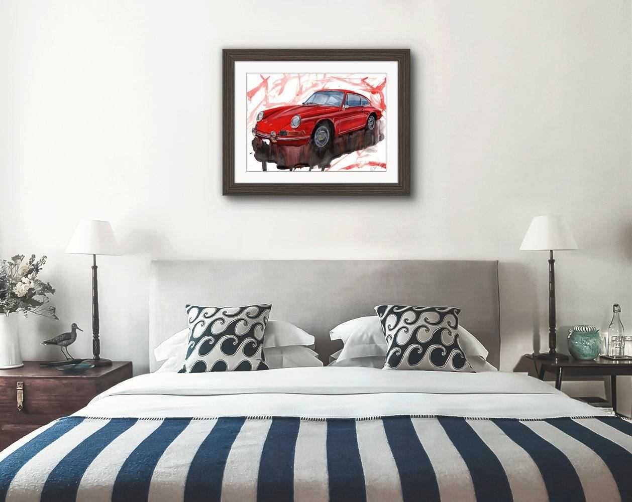 Porsche 912 Print classic sports Car Watercolour Limited Print ArtbyMyleslaurence