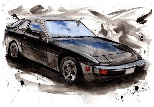 Porsche 924 Print Watercolour Painting classic sports Car Limited Print ArtbyMyleslaurence