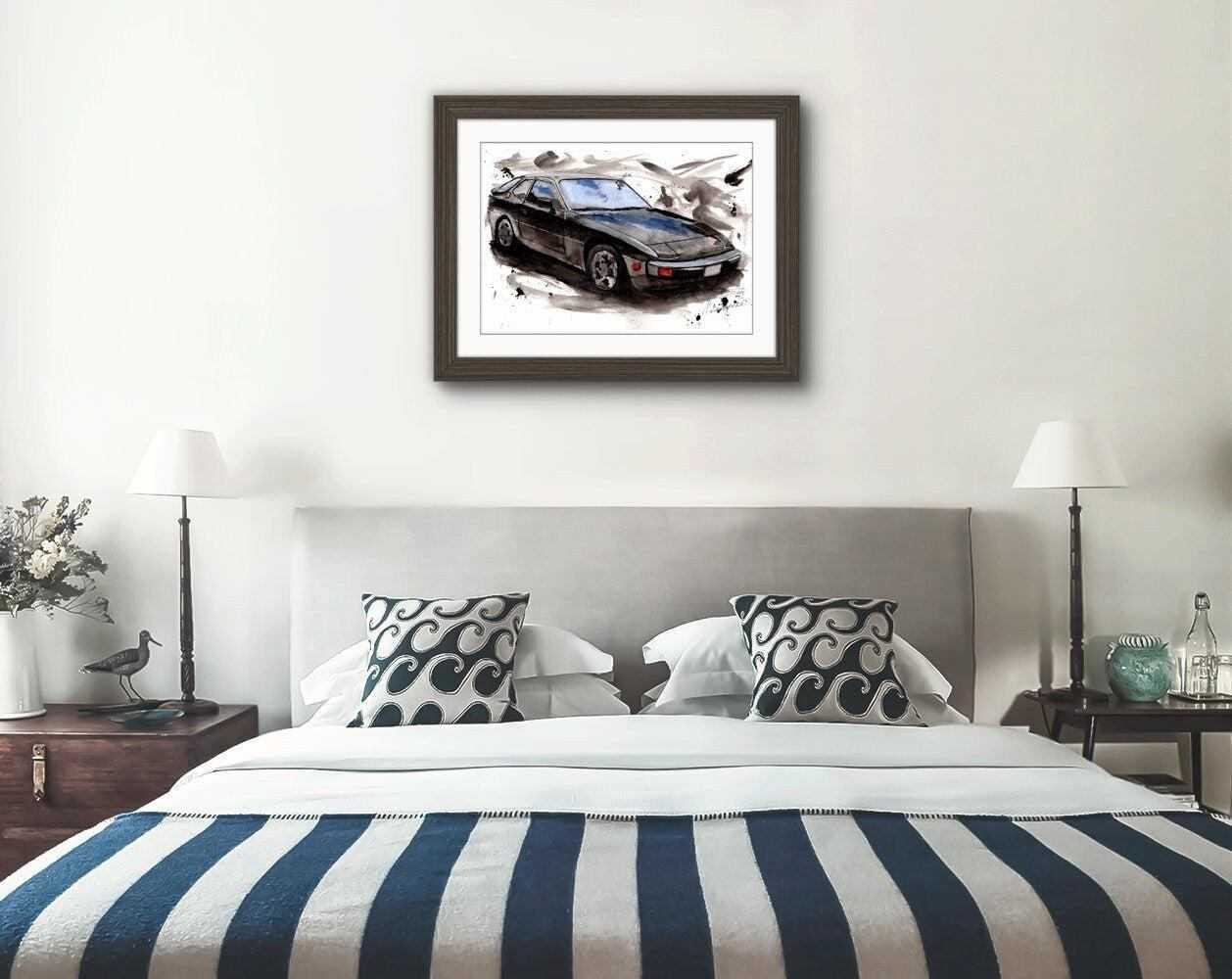 Porsche 924 Print Watercolour Painting classic sports Car Limited Print ArtbyMyleslaurence