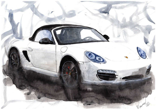 Porsche 987 Boxster Print Watercolour Painting Limited Print ArtbyMyleslaurence