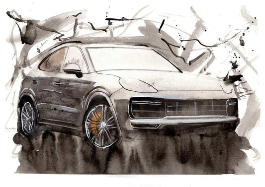 Porsche Cayenne Print Watercolour Painting Limited Print ArtbyMyleslaurence