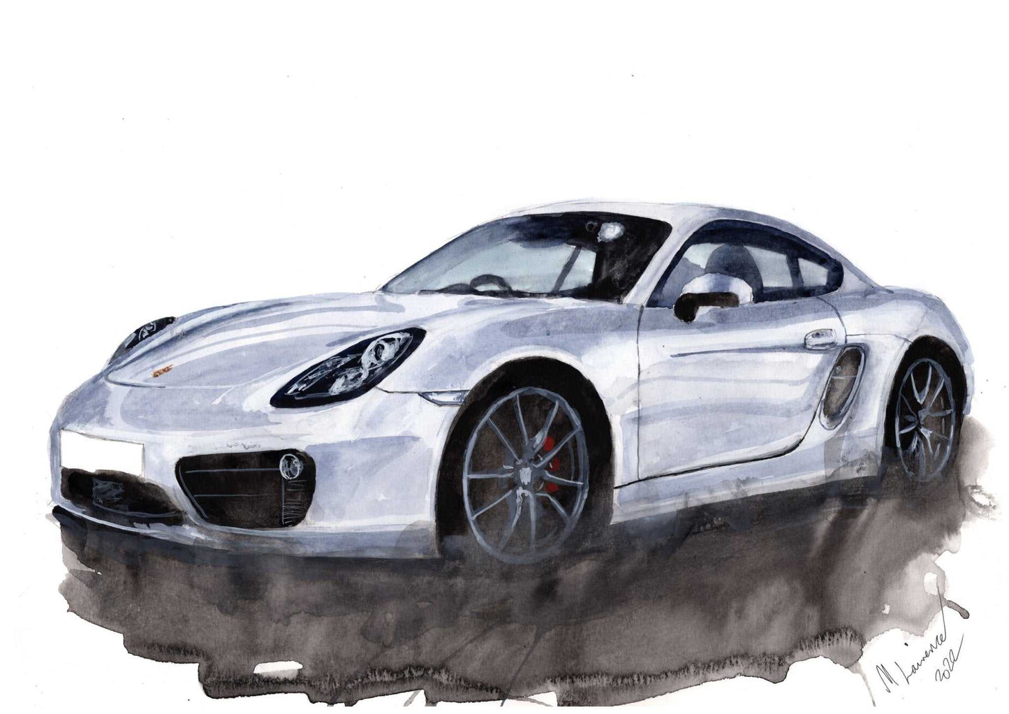 Porsche Cayman 981 Painting Watercolour Painting Limited Print ArtbyMyleslaurence