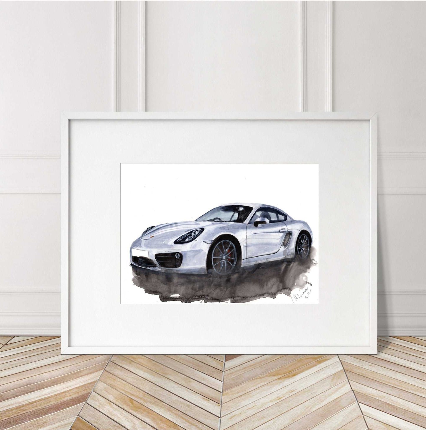 Porsche Cayman 981 Painting Watercolour Painting Limited Print ArtbyMyleslaurence