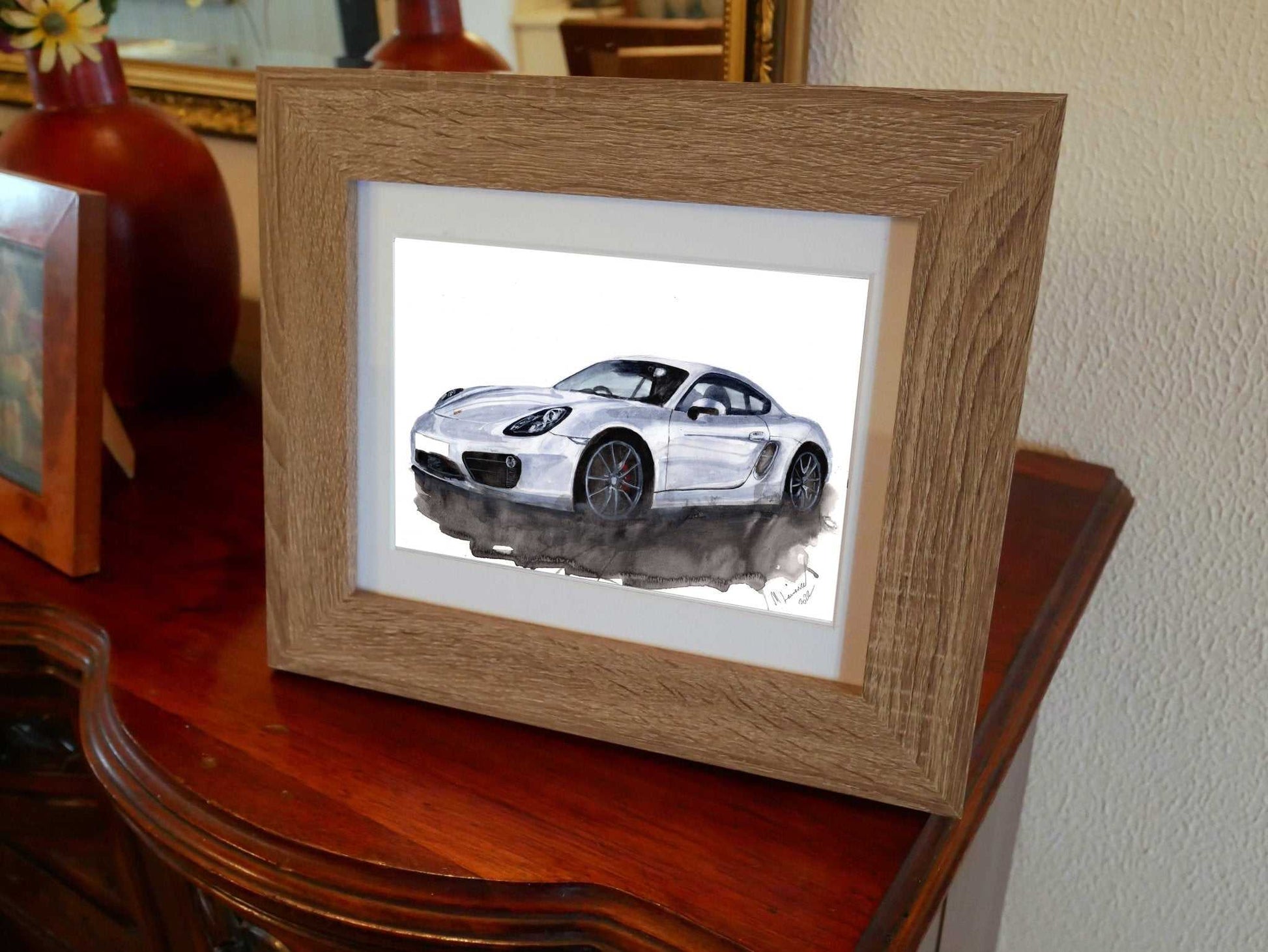 Porsche Cayman 981 Painting Watercolour Painting Limited Print ArtbyMyleslaurence