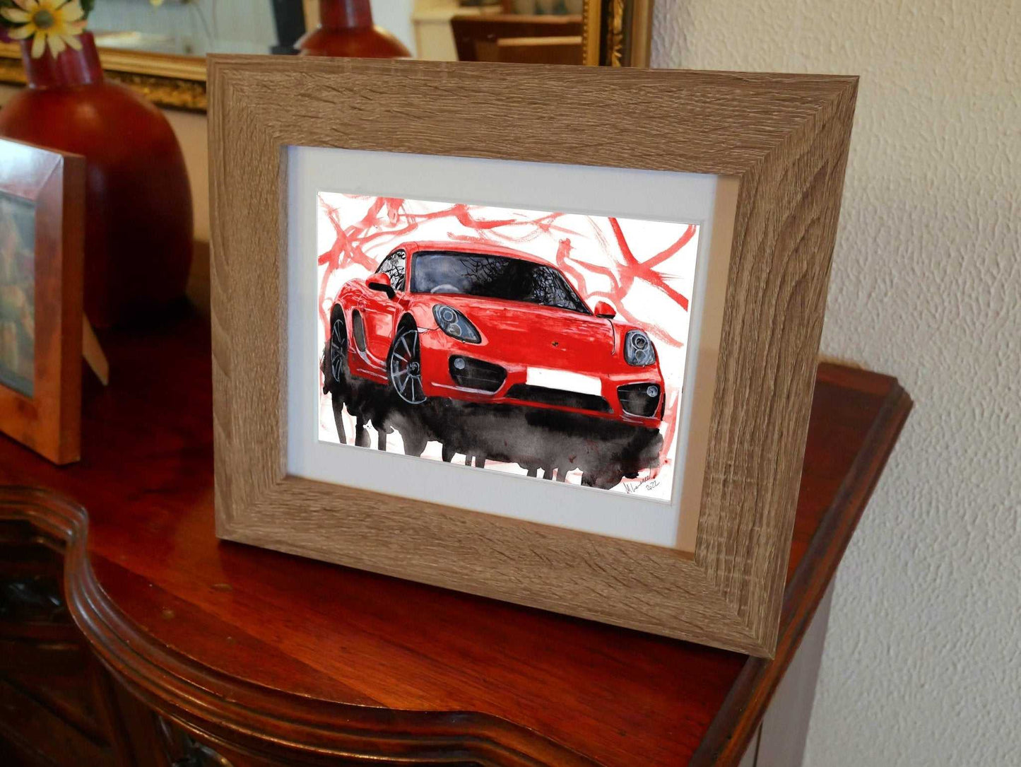 Porsche Cayman 981 S Painting Watercolour Painting Limited Print ArtbyMyleslaurence