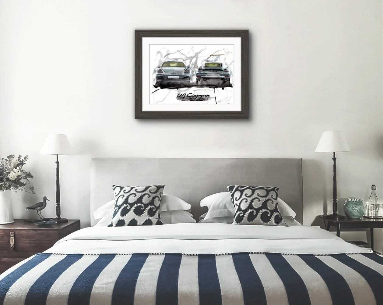 Porsche Cayman Print Watercolour Painting Limited Print ArtbyMyleslaurence