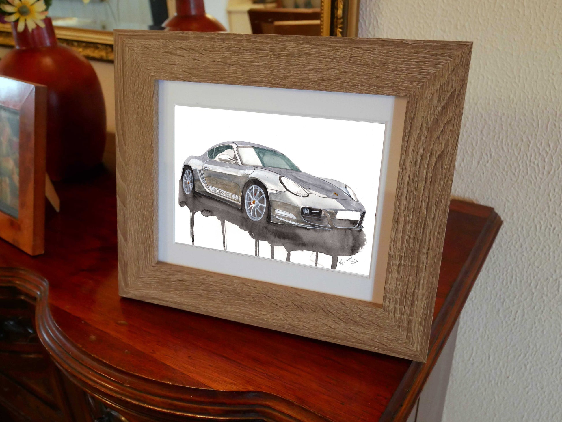 Porsche Cayman Print Watercolour Painting Limited Print ArtbyMyleslaurence