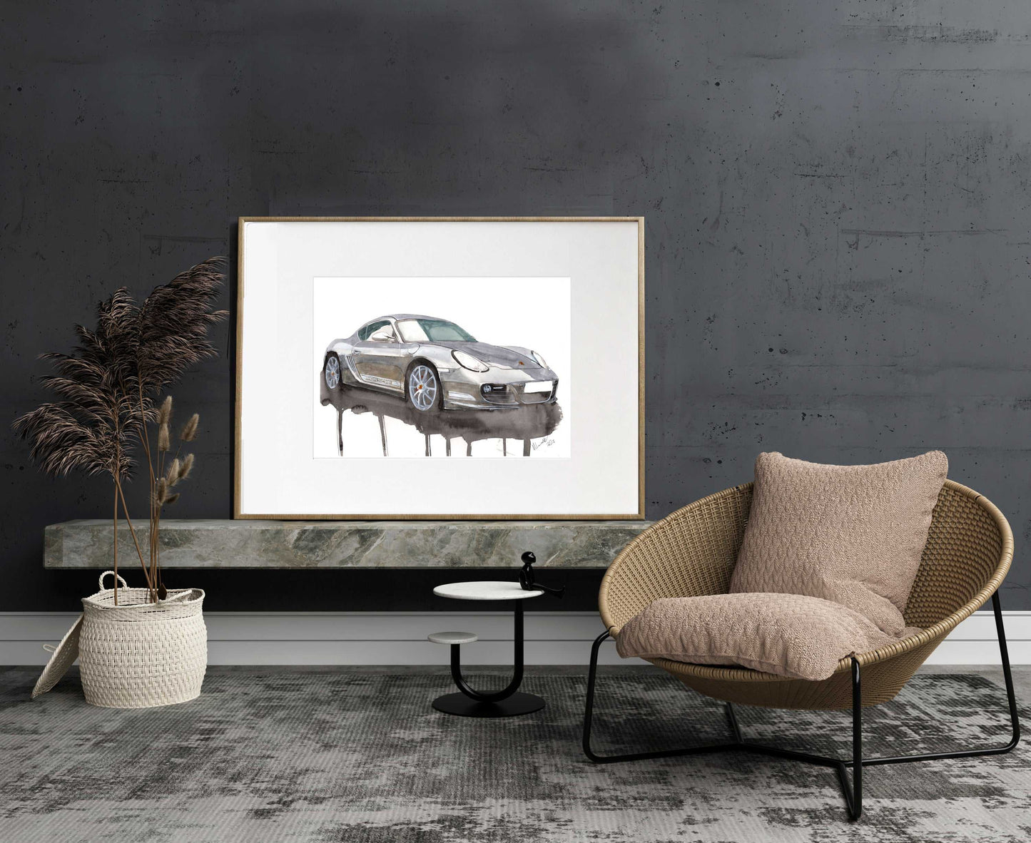 Porsche Cayman Print Watercolour Painting Limited Print ArtbyMyleslaurence