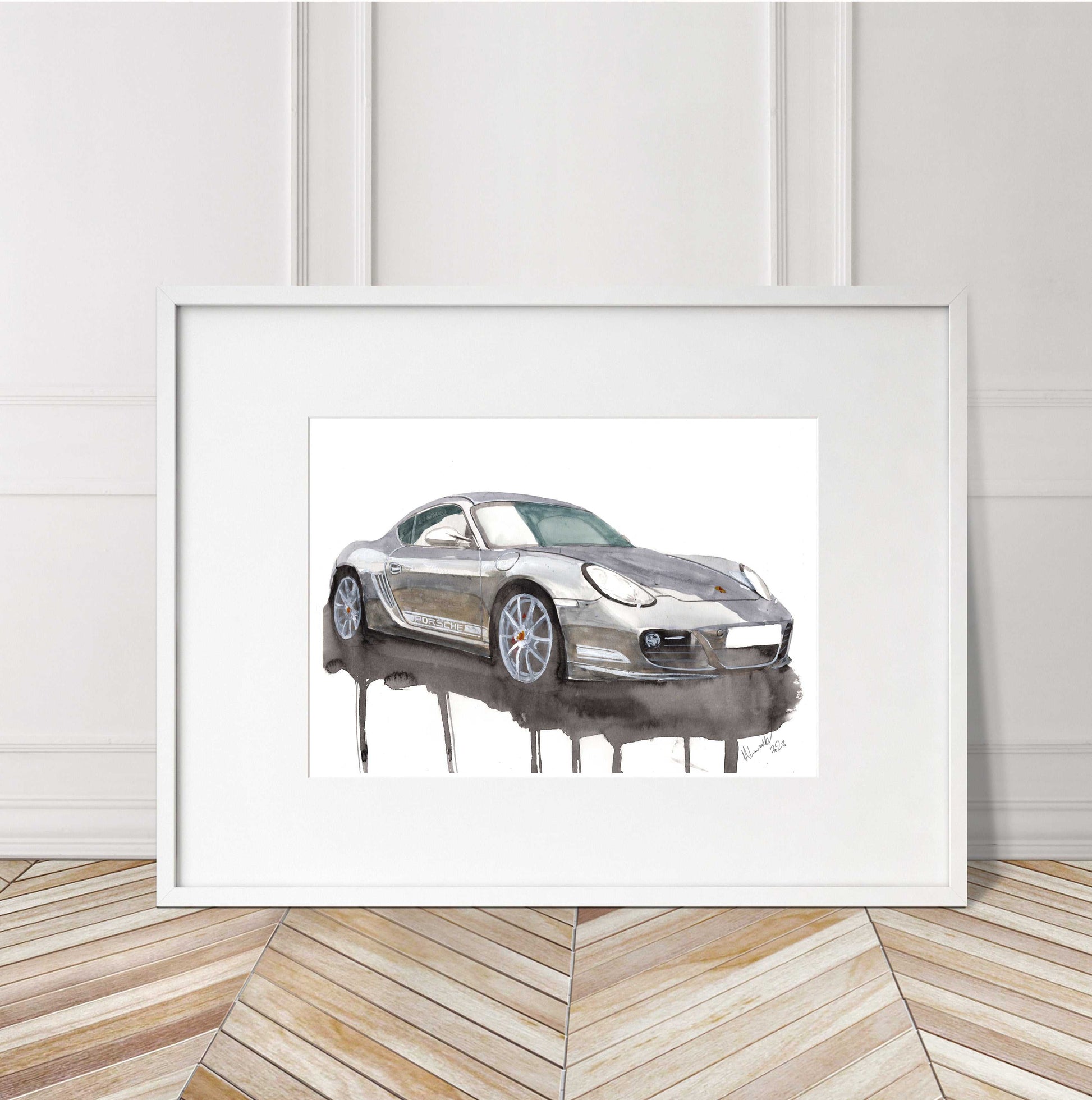 Porsche Cayman Print Watercolour Painting Limited Print ArtbyMyleslaurence