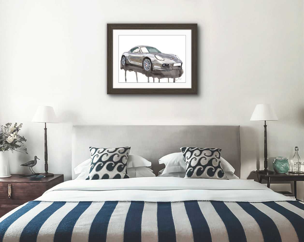 Porsche Cayman Print Watercolour Painting Limited Print ArtbyMyleslaurence