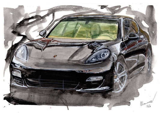 Porsche Panamera Print Watercolour Painting Limited Print ArtbyMyleslaurence