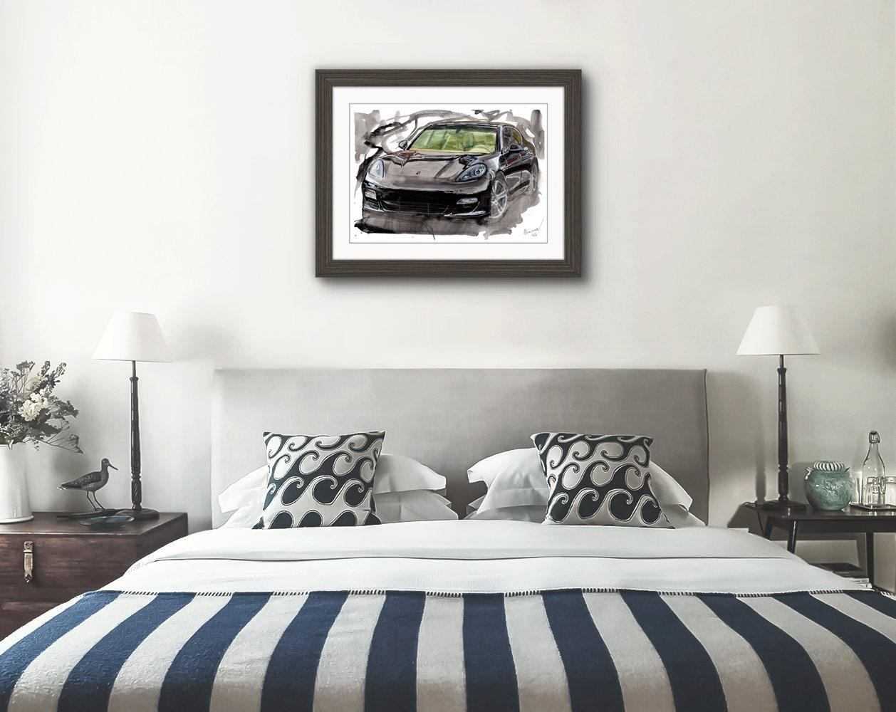 Porsche Panamera Print Watercolour Painting Limited Print ArtbyMyleslaurence