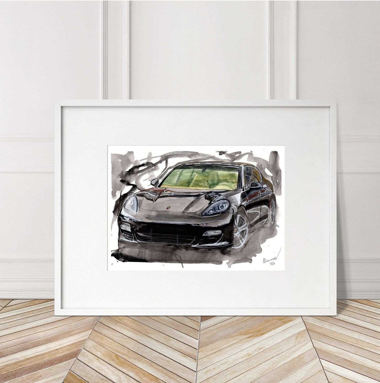 Porsche Panamera Print Watercolour Painting Limited Print ArtbyMyleslaurence