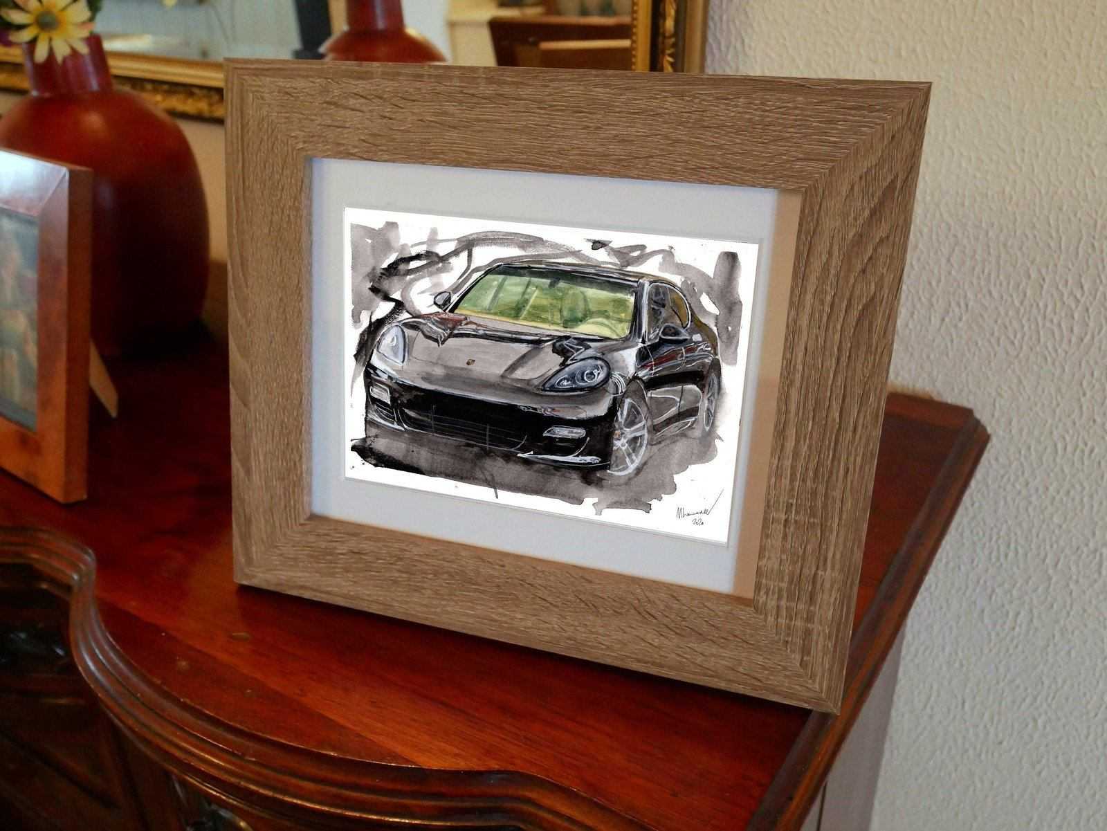 Porsche Panamera Print Watercolour Painting Limited Print ArtbyMyleslaurence