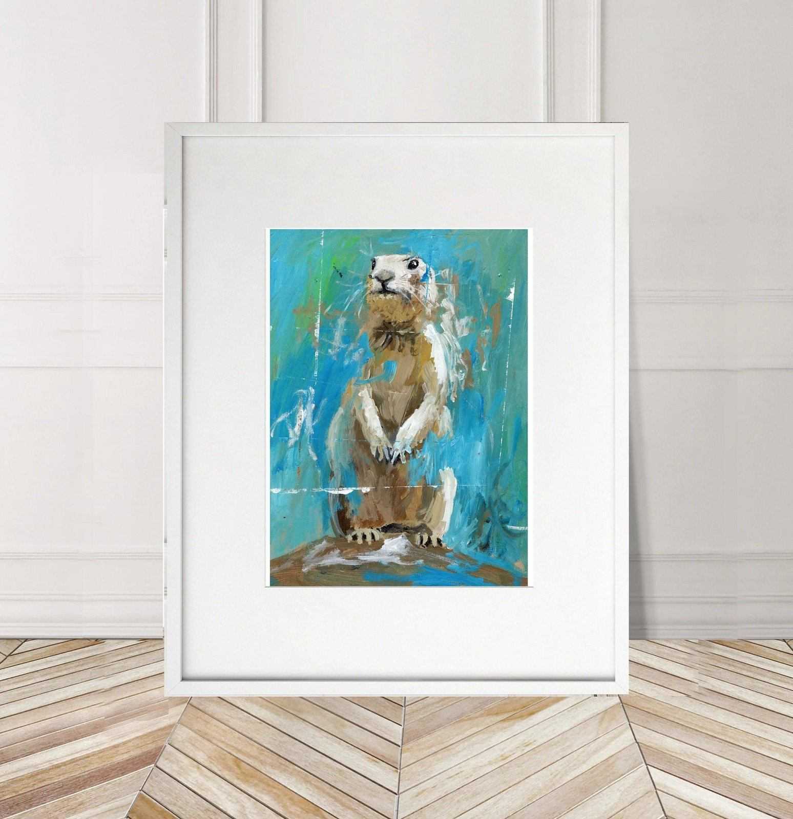 Prairie Dog Painting Numbered limited edition Giclee Print of a Watercolour Painting ArtbyMyleslaurence