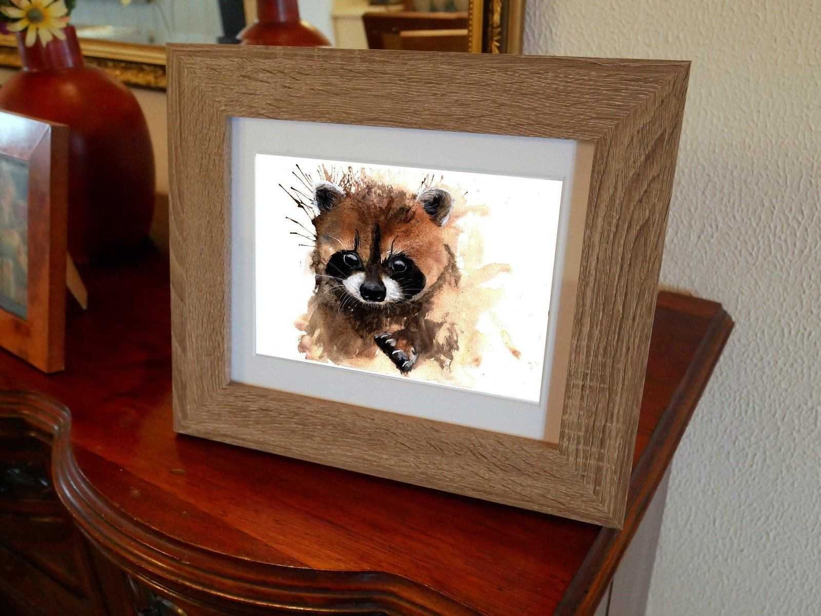 Raccoon Painting Numbered limited edition Giclee Print of a Watercolour Painting ArtbyMyleslaurence