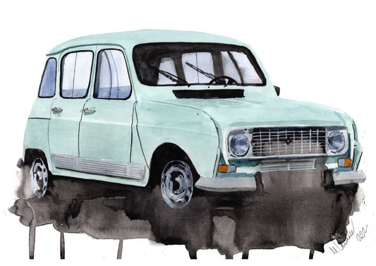 Renault 4 Painting Watercolour Painting Car Limited Print ArtbyMyleslaurence