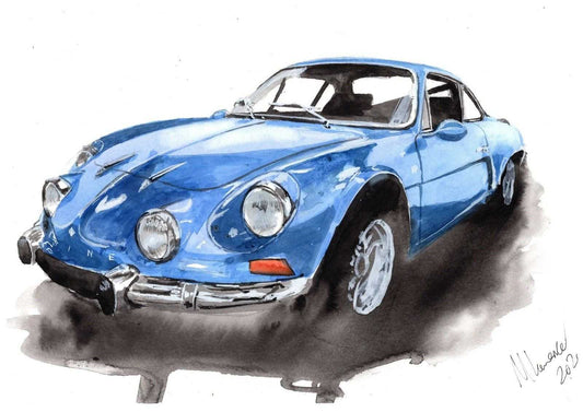 Renault Alpine Print Watercolour Painting Car Limited Print ArtbyMyleslaurence