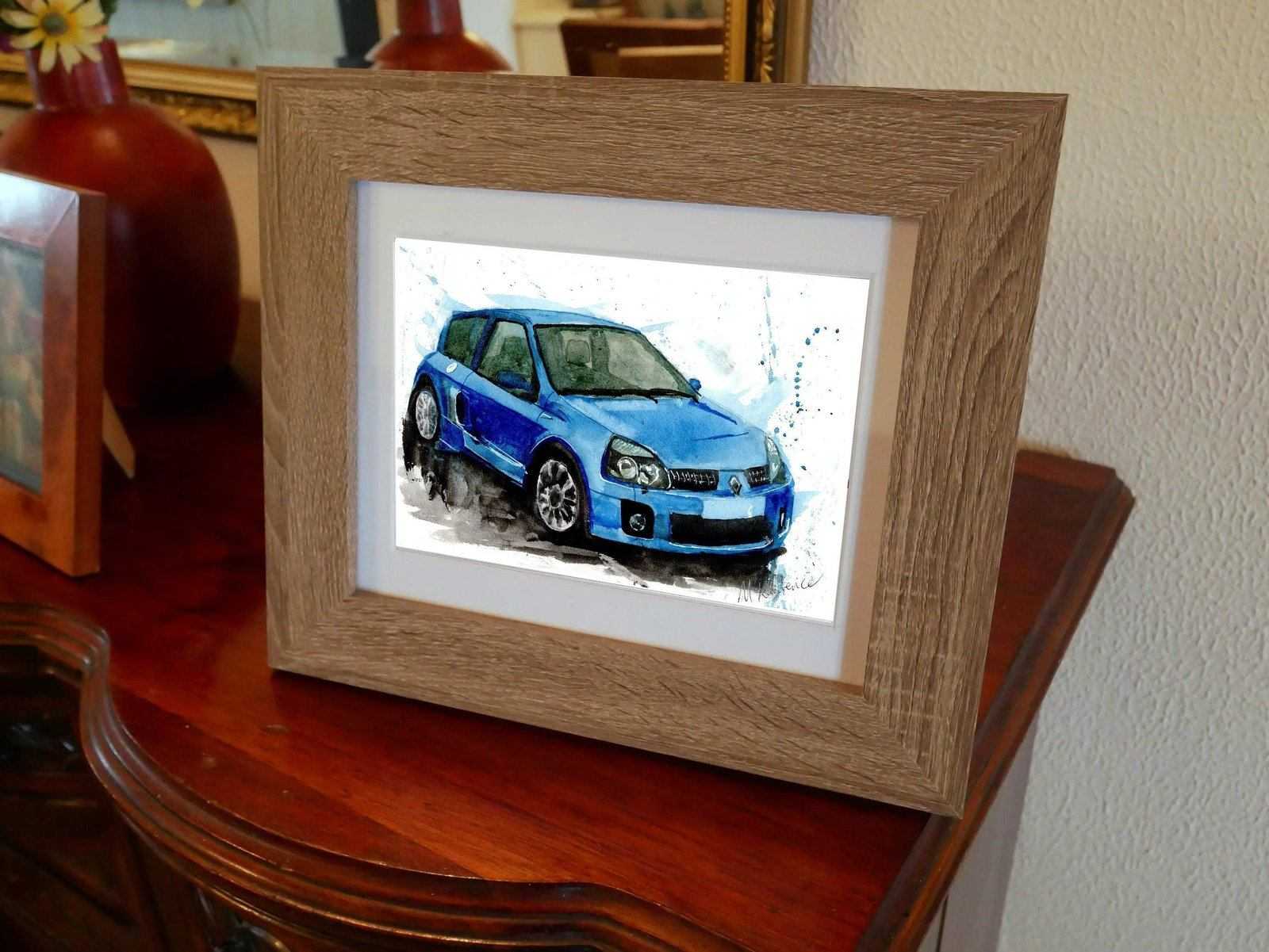 Renault Clio Sport Print Watercolour Painting Car Limited Print ArtbyMyleslaurence