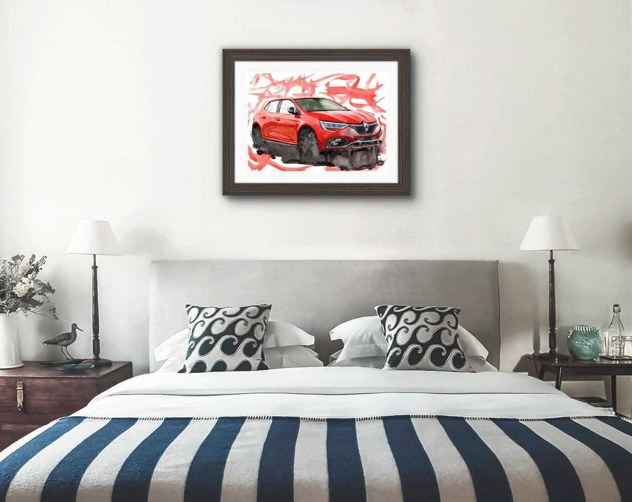 Renault Megane Rs300 Print Watercolour painting Limited Print ArtbyMyleslaurence