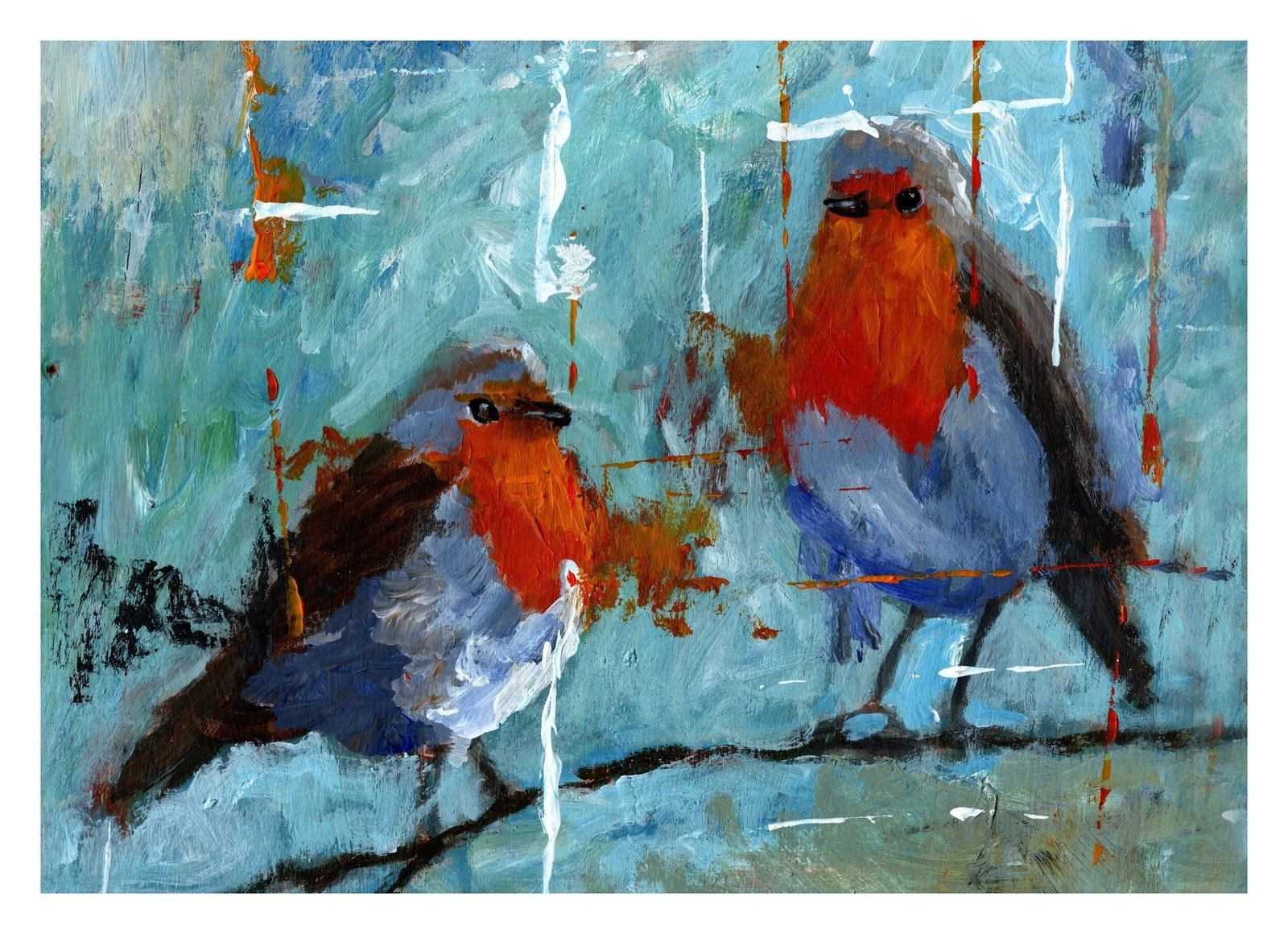 Robins painting Numbered limited edition Giclee Print of n acrylic Painting ArtbyMyleslaurence