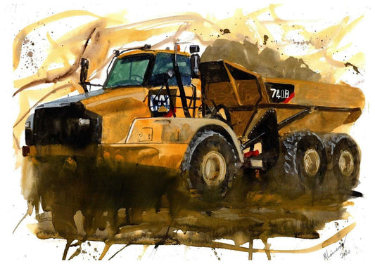 Rock Truck Print Watercolour Painting Limited Print Digger Gold Rush ArtbyMyleslaurence