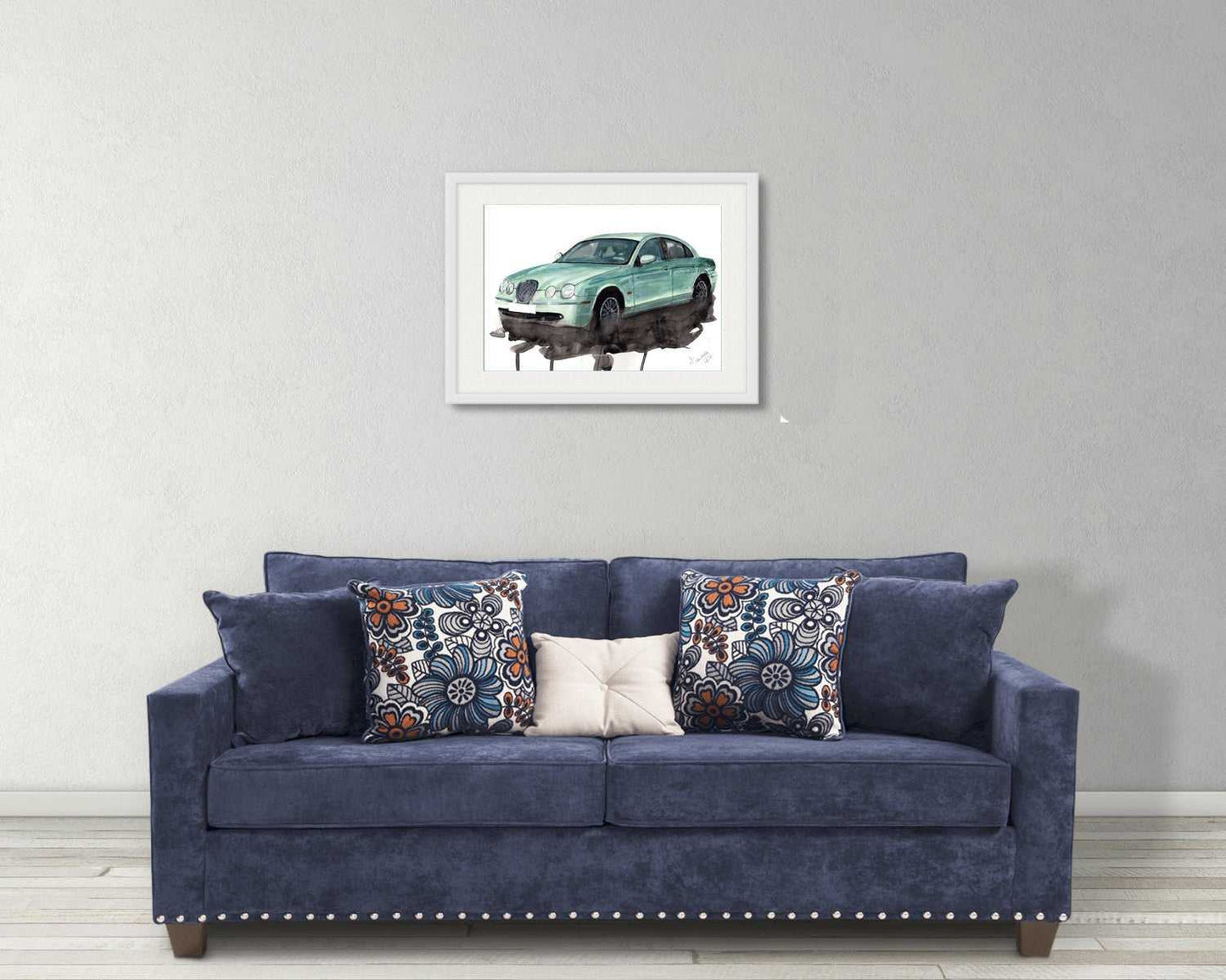 S Type Jaguar Painting Watercolour Painting Limited Print ArtbyMyleslaurence