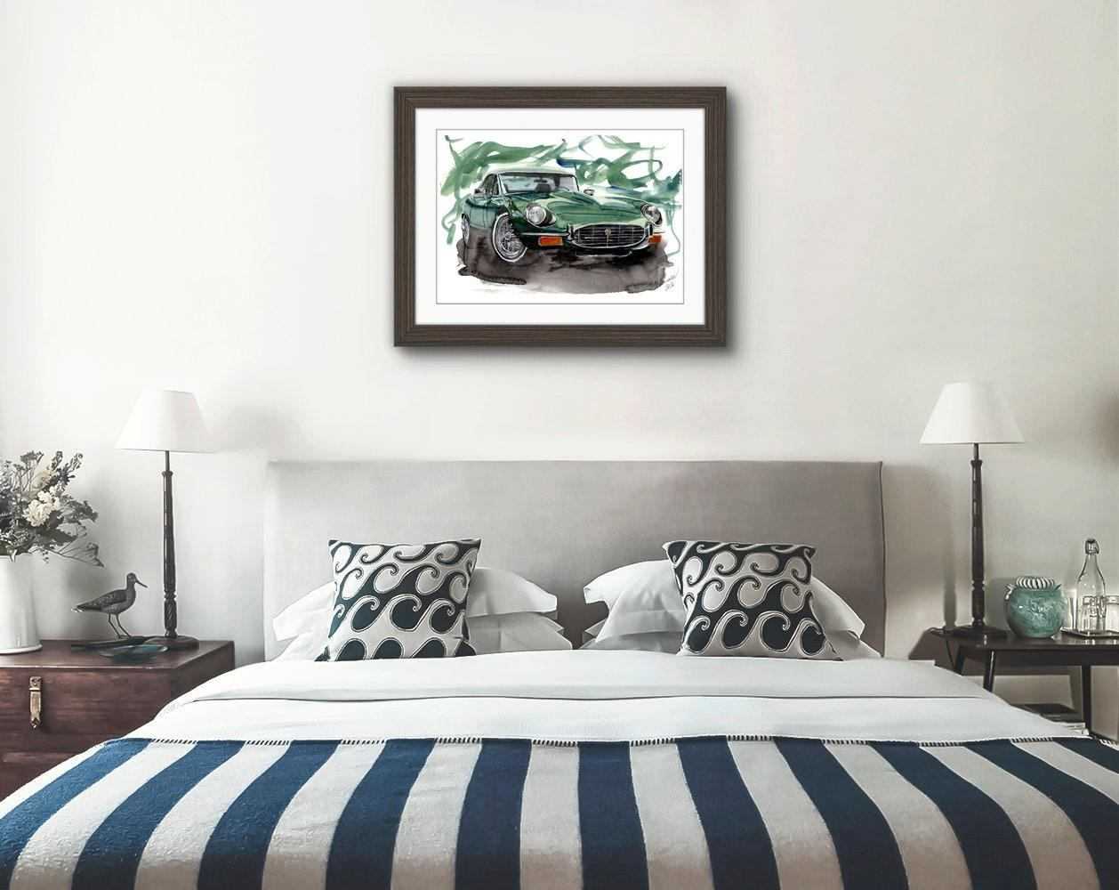 Series 3 E Type Jaguar Print Watercolour Painting Limited Print ArtbyMyleslaurence