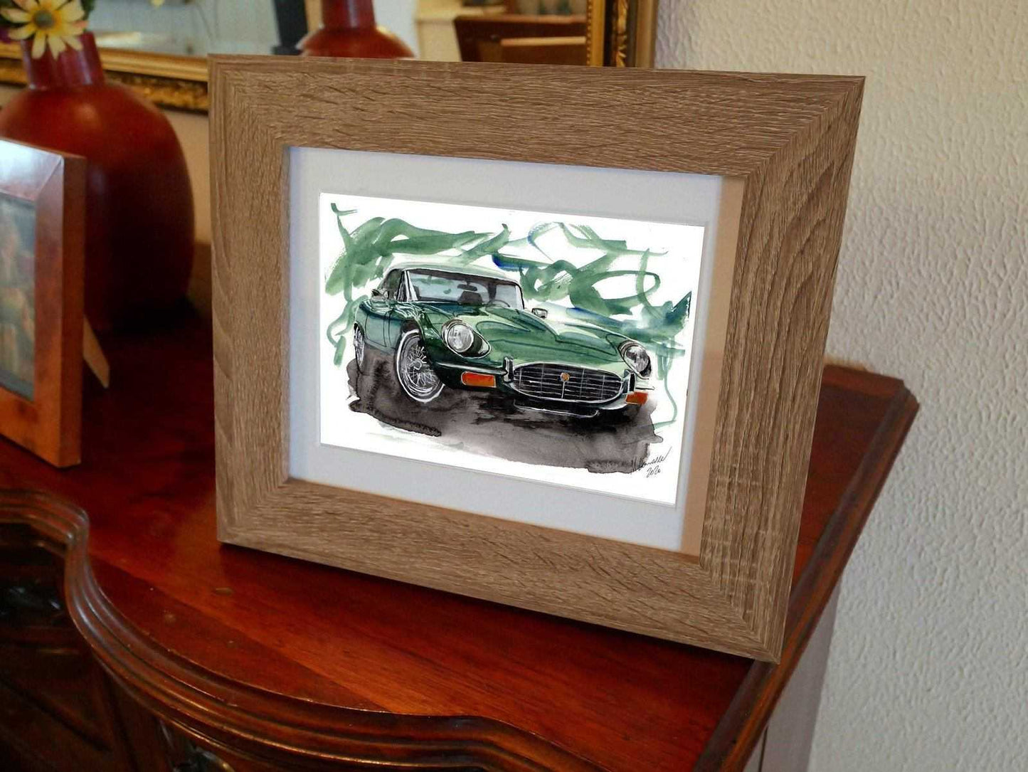 Series 3 E Type Jaguar Print Watercolour Painting Limited Print ArtbyMyleslaurence