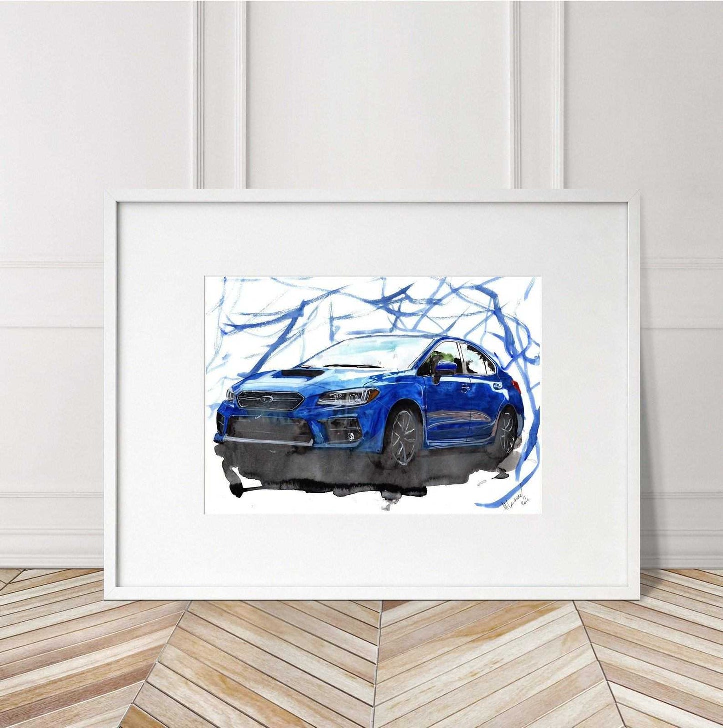 Subaru WRX Impreza 2019 Print Watercolour Painting Car Limited Print ArtbyMyleslaurence