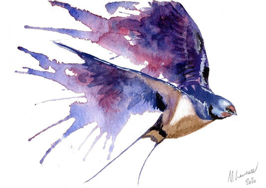 Swallow Painting Numbered limited edition Giclee Print of a Watercolour Painting ArtbyMyleslaurence