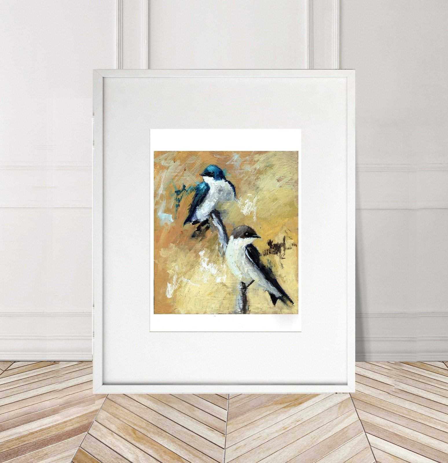 Swallows Painting Numbered limited edition Giclee Print of n acrylic Painting ArtbyMyleslaurence